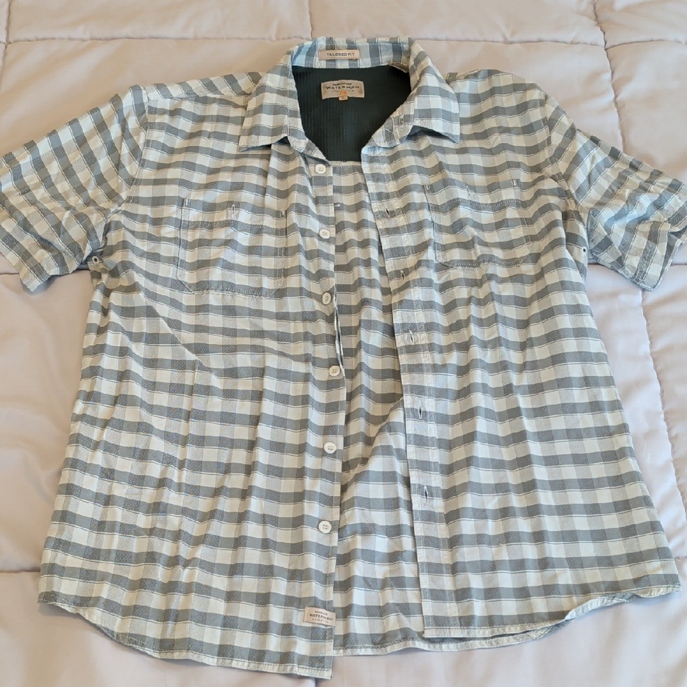 Quiksilver Waterman Blue and White Plaid Shirt